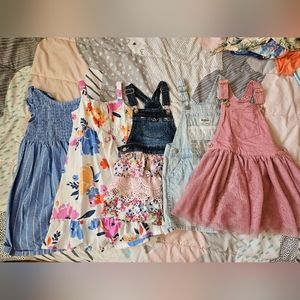 Lot of 4T girls summer dresses & Overall dresses